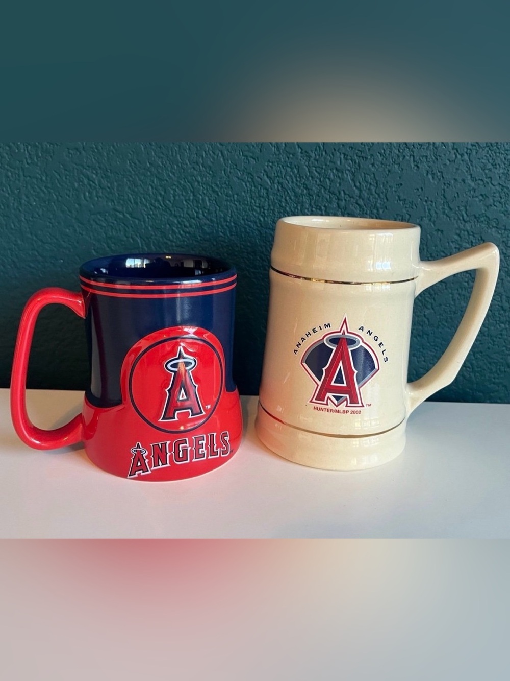MLB Anaheim Angels Red Navy and Cream Ceramic Mugs - 2-Pack
